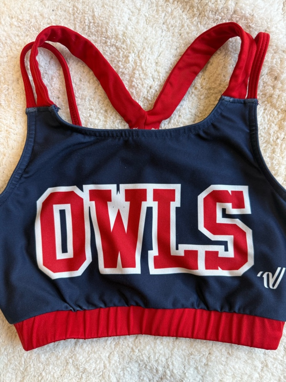 FAU CHEER VARSITY Owls Athletic Navy & Red Sports Bra
